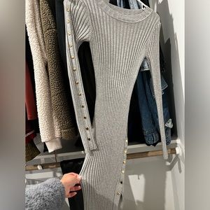 Naked wardrobe body con sweater dress, gray,
